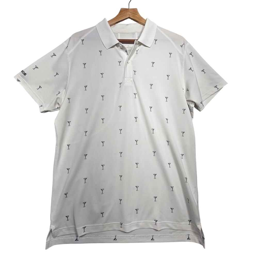 Bonobos White Martini Glass Performance Slim Fit Polo Shirt